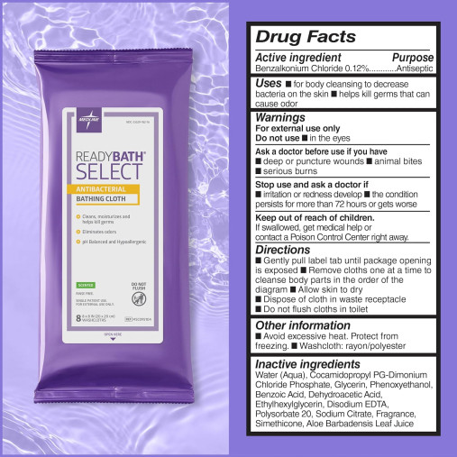 Medline Ready Bath SELECT Medium-Weight Washcloths 8/pk