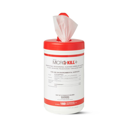 Medline Micro-Kill+ Disinfecting / Deodorizing Cleaning Wipes with Alcohol, 6" x 6.75", 160 Count