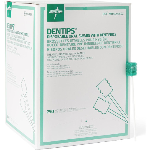 Medline Dentips Treated Oral Swabs with Dentifrice