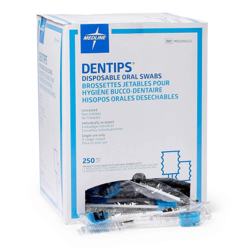 Medline DenTips Oral Swab, Untreated, Adult, Individually Wrapped