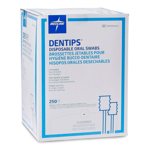 Medline DenTips Oral Swab, Untreated, Adult, Individually Wrapped