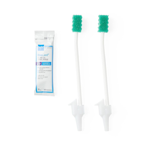 DuoCare Single-Use Oral Care Tray Kit with 2 Suction Swab